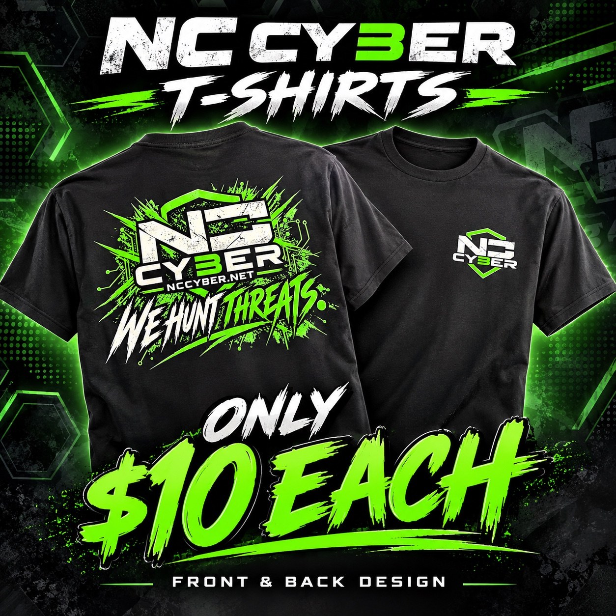 NC Cyber T-shirt front and back design